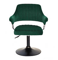 Крісло Jeff BK-Base зелений 1003 оксамит із підлокітниками на чорній опорі-бліні, з регулюванням висоти, фото 2