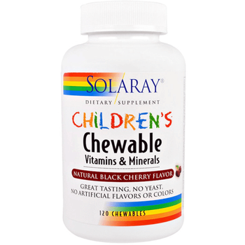 Solaray Children's Chewable Vitamins and Minerals, Natural Black Cherry – 120 Chewables