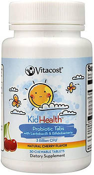 Vitacost Probiotic Tabs for Kids Cherry – 3 billion CFU** - 30 Chewable Tablets