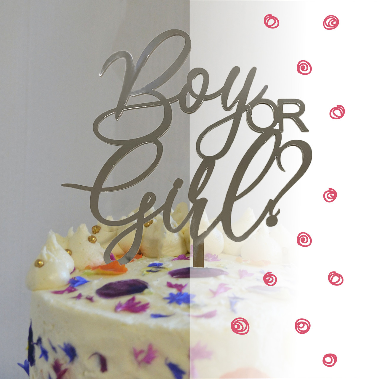 Топер фігурка на торт дзеркальний двосторонній "Boy or Girl" Manific Decor