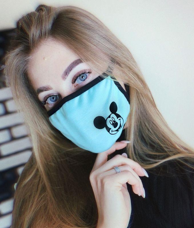 Захисна маска для дівчат бірюзового кольору "Міккі Маус"