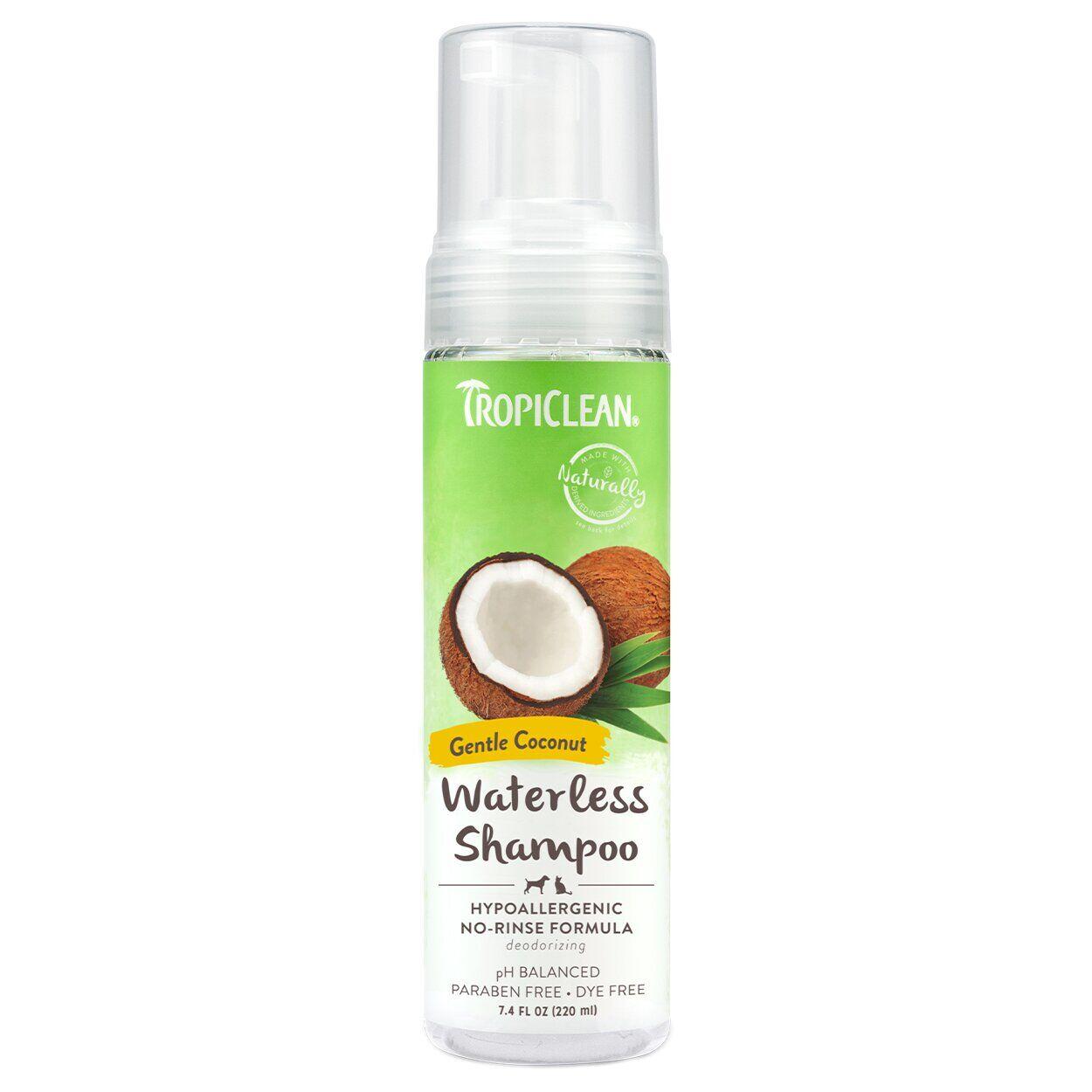 Сухий гіпоалергенний шампунь-спрей для кішок і собак TropiClean «Gentle Coconut» (Кокос) 220 мл