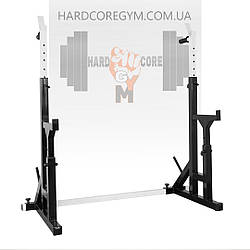 Стійки для присідання, жима лежачи та стоя, під штангу зі страховкою і брусами (до 250 кг) Чорно-білі