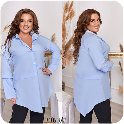Блуза асиметрична з довгим рукавом софт 48-50,52-54,56-58,60-62,64-66