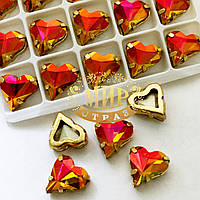 Серце в золотій оправі, колір Astral Pink, розмір 12x13 мм, 1 шт.