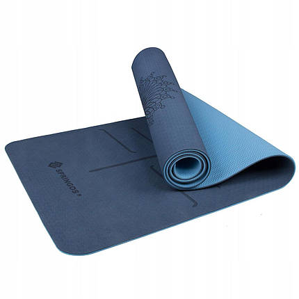 Килимок (мат) для йоги та фітнесу Springos TPE 6 мм YG0012 Blue/Sky Blue, фото 2