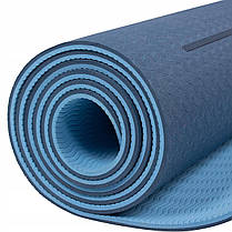 Килимок (мат) для йоги та фітнесу Springos TPE 6 мм YG0012 Blue/Sky Blue, фото 2