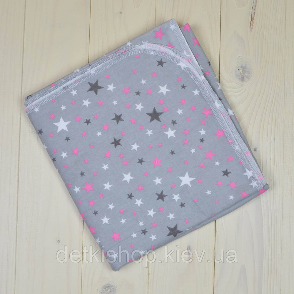 Пелюшка фланелева 90x100 тм «Omali» (сірі зі зірками), фото 1