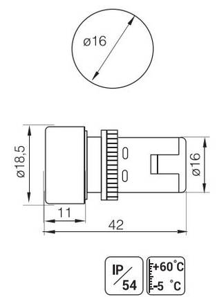 Лампа AD16DS d16mm біла 24V AC/DC Ny95500242, фото 2
