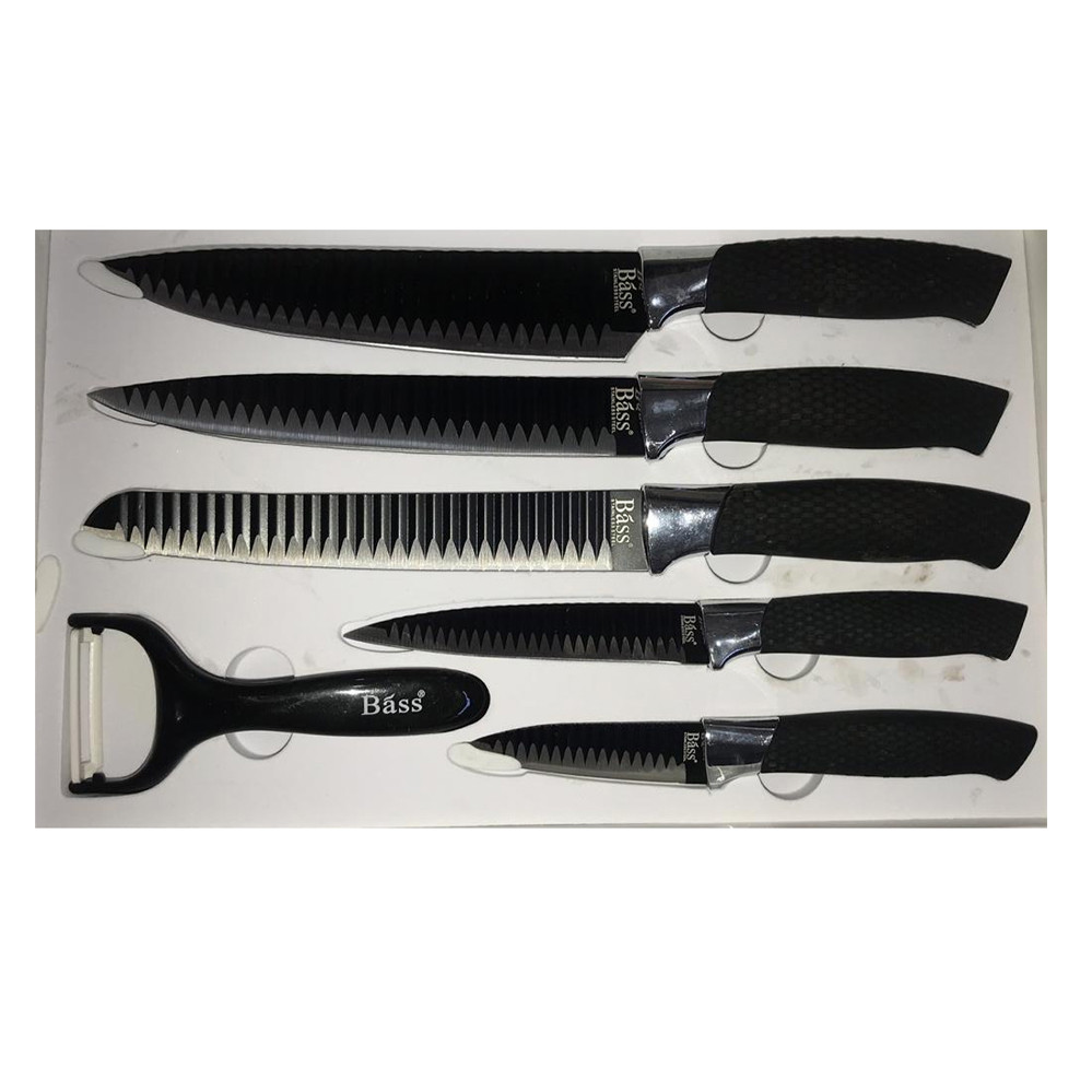 Ножи кухонные Набор острых ножей 5 шт из нержавеющей стали лазерной заточки Овощечистка Bass B5980 - фото 4 - id-p1244287292