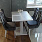 Білий глянцевий стіл розкладний Signal Dallas 110-150х75см для маленької кухні на одній ніжці модерн Польща, фото 7