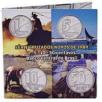 Бразилия набор из 4 монет 1989 UNC 1, 5, 10, 50 сентаво в сувенирной упаковке