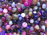 Натуральний камінь крихітка Агат рожевий і фіолетова округлена фракція +-10 мм 10 грамів для декору