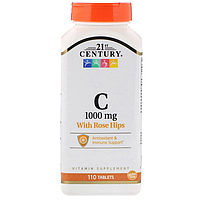 Vitamin C with Rose Hips 1000 мг 21st Century 110 таблеток