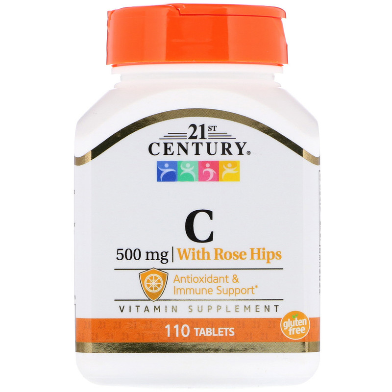 Vitamin C with Rose Hips 500 мг 21st Century 110 таблеток