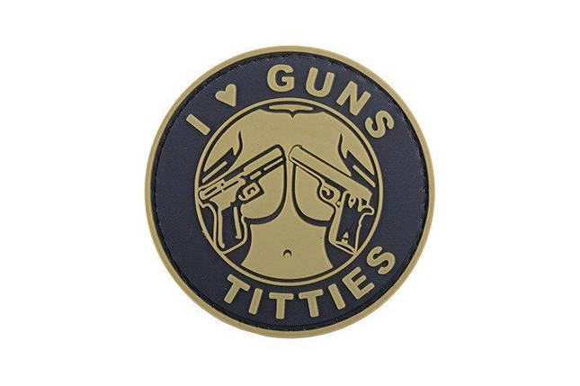 Нашивка  3D - I Love Guns Titties - tan [GFC Tactical], фото 1