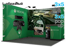 Угловой Pop-Up стенд 3x5(2,3x4,4м) + 3х5 (2,3x4,4м) Ташута  (21-50055)
