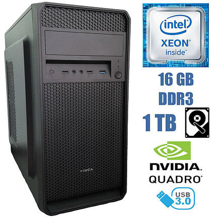 Металевий MiDiTower / Intel Xeon E5-2667 (6 (12) ядер по 2.9-3.5 GHz) / 16 GB DDR3 / HDD 1TB / nVidia Quadro K2000 2GB / 800W, фото 2