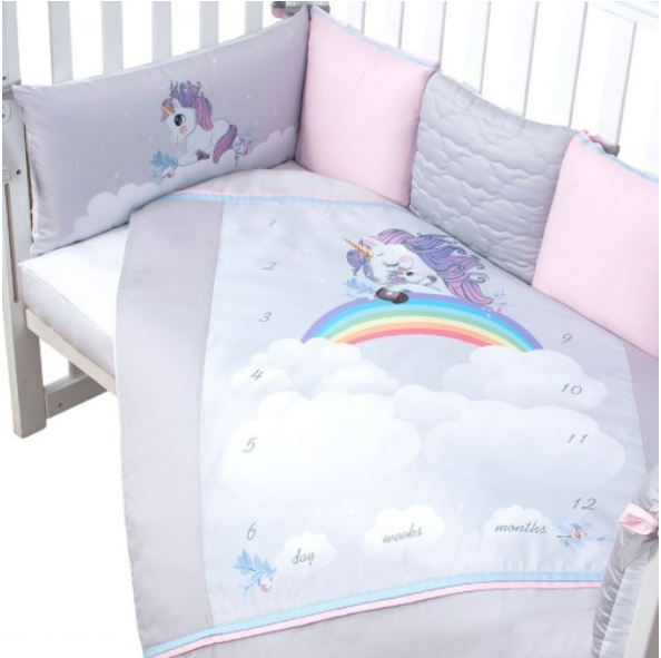 Комплект постільної білизни дитячий Baby Veres Unicorn love 6 одиниць
