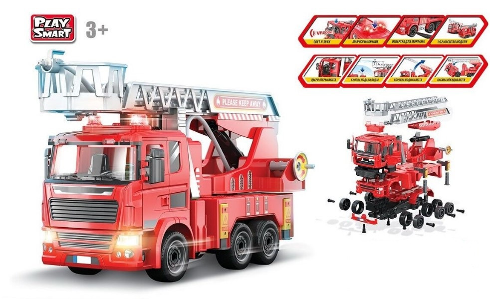 Пожежна машина конструктор світло звук 105 деталей Play Smart 1397