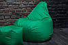 Зелений набір м'яких безкаркасних меблів (крісло мішок, диван, пуф), фото 3