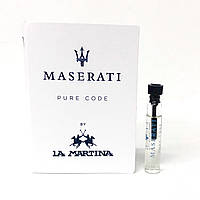 Пробник мужских духов La Martina Maserati Pure Code 2 мл оригинал, свежий древесно-цитрусовый пряный аромат
