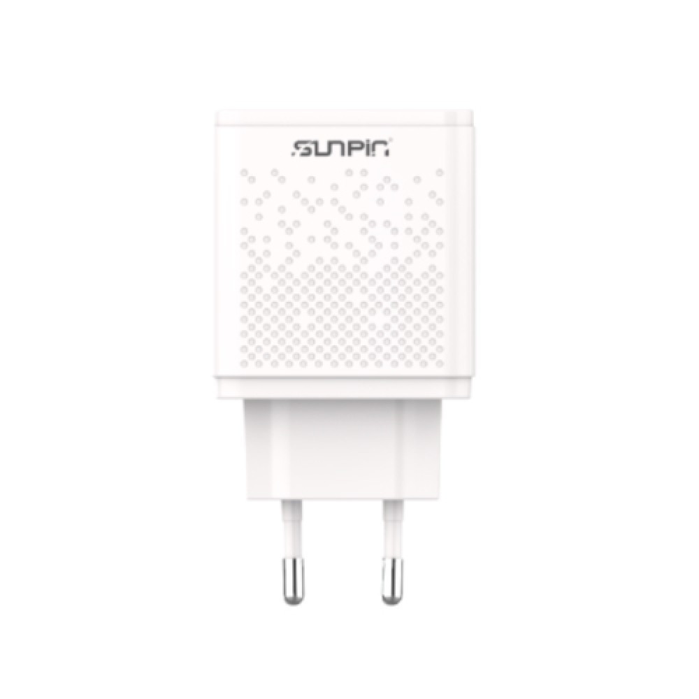 Мережевий зарядний пристрій Sunpin FC-01, 5V/3A/2USB Qualcomm 3.0 + cable micro White(якість)