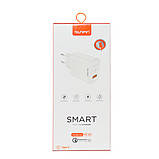 Мережевий зарядний пристрій Sunpin FC-01, 5V/3A/2USB Qualcomm 3.0 + cable micro White(якість), фото 4