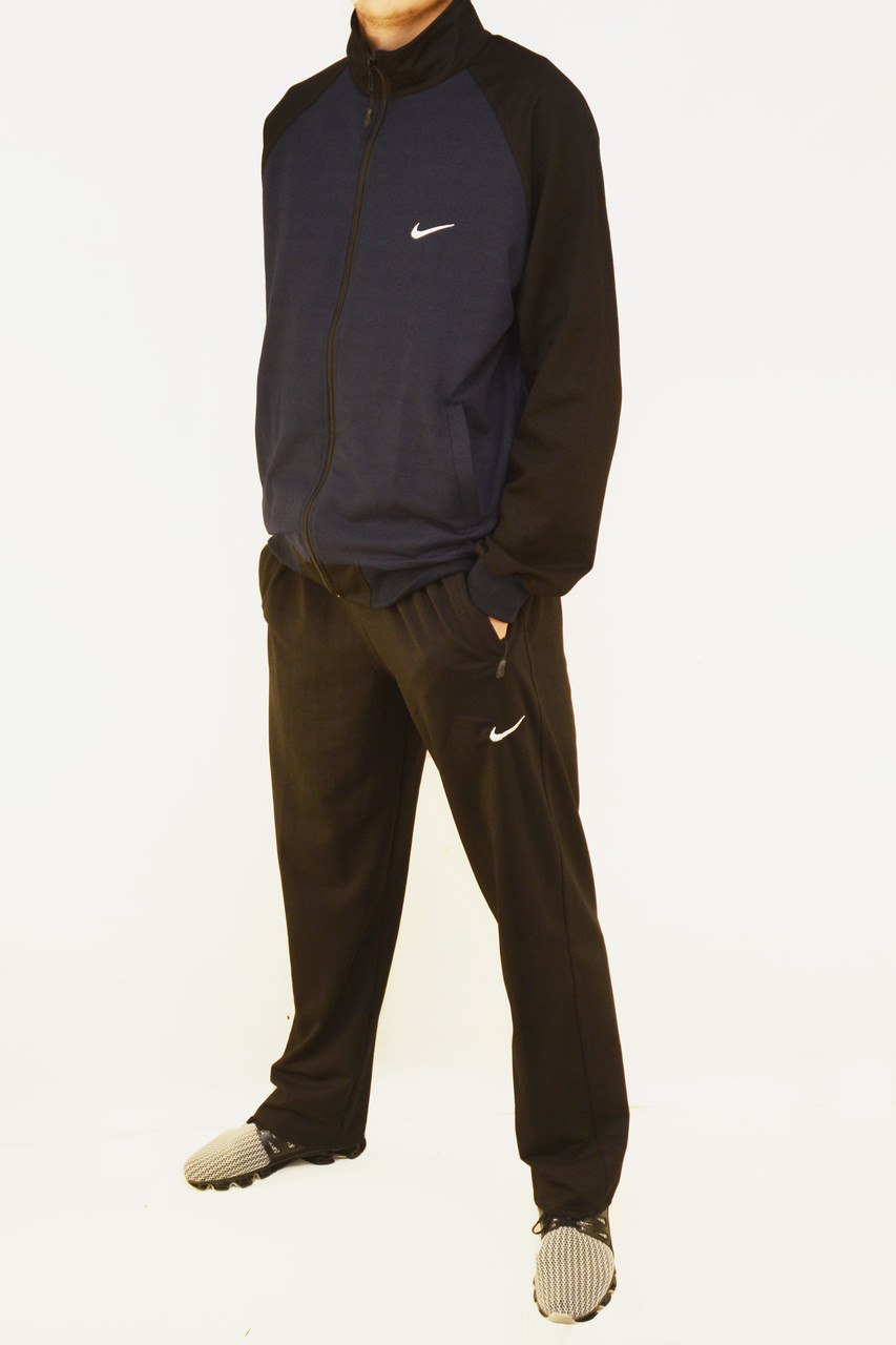 Чоловічий спортивний трикотажний костюм M - 3XL Спортивний чоловічий комплект в хороших розмірах Темно синій, XL