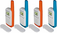 Рация Motorola Talkabout T42 Quad Pack (0,5W, PMR446, до 4 км, 16 каналов, 3xAAA), 4 шт, оранж+синий