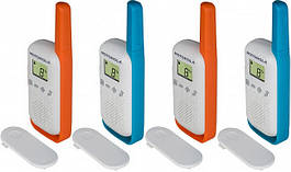 Рація Motorola Talkabout T42 Quad Pack (0,5W, PMR446, до 4 км, 16 каналів, 3xAAA), 4 шт., жовтогар + синій