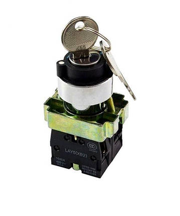 Переключатель XB2-BG25 1NO+1NC "I-0" с ключом влево Ny95500260, фото 1