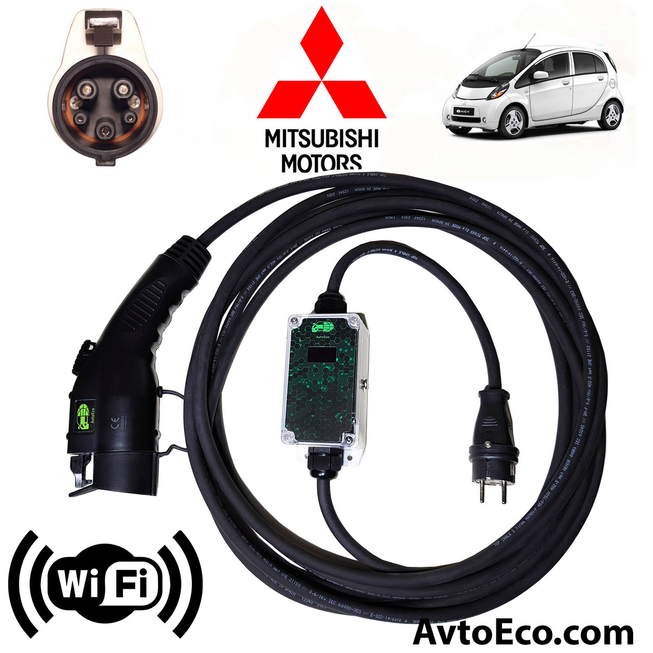 Зарядний пристрій для електромобіля Mitsubishi i-MiEV AutoEco J1772-16A-Wi-Fi, фото 1