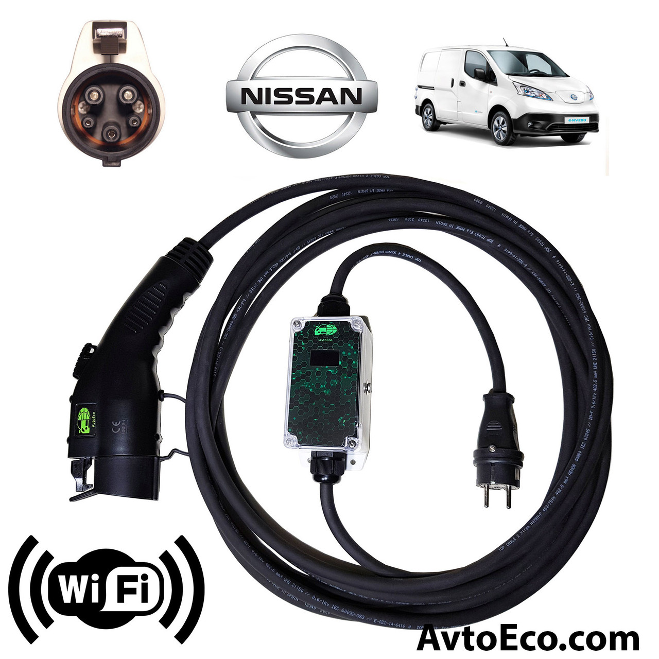 Зарядное устройство для электромобиля Nissan NV200 SE Van AutoEco J1772-16A-Wi-Fi - фото 1 - id-p638642184