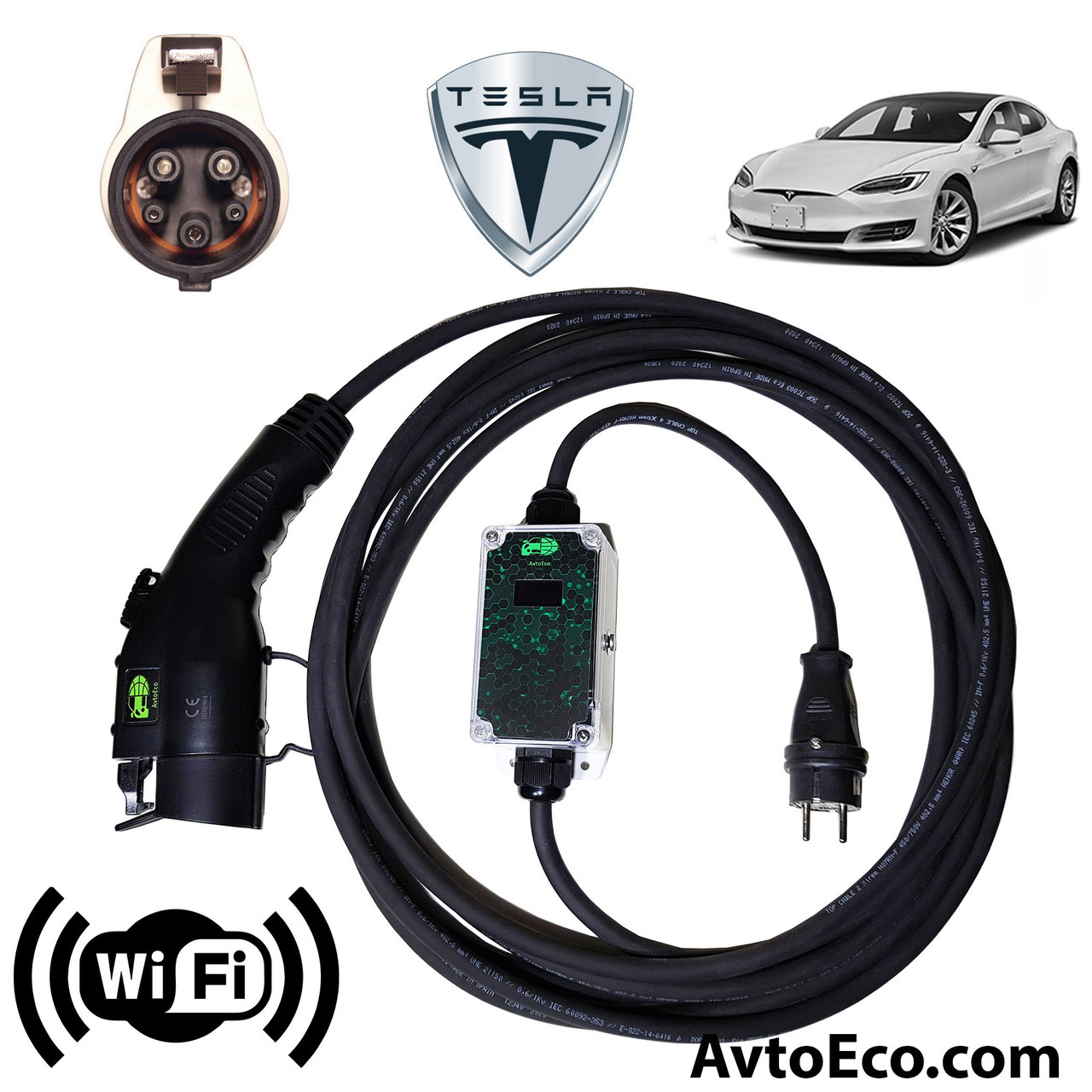 Зарядний пристрій для електромобіля Tesla Model S AutoEco J1772-16A-Wi-Fi