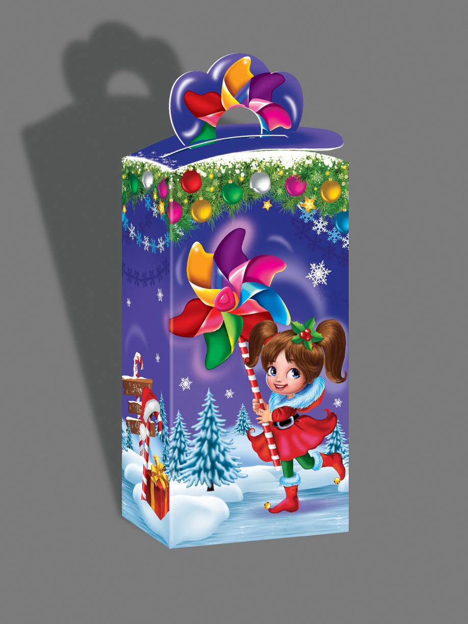 Упаковка святкова новорічна з картону Санта з дітьми, до 400г, від 1 штуки