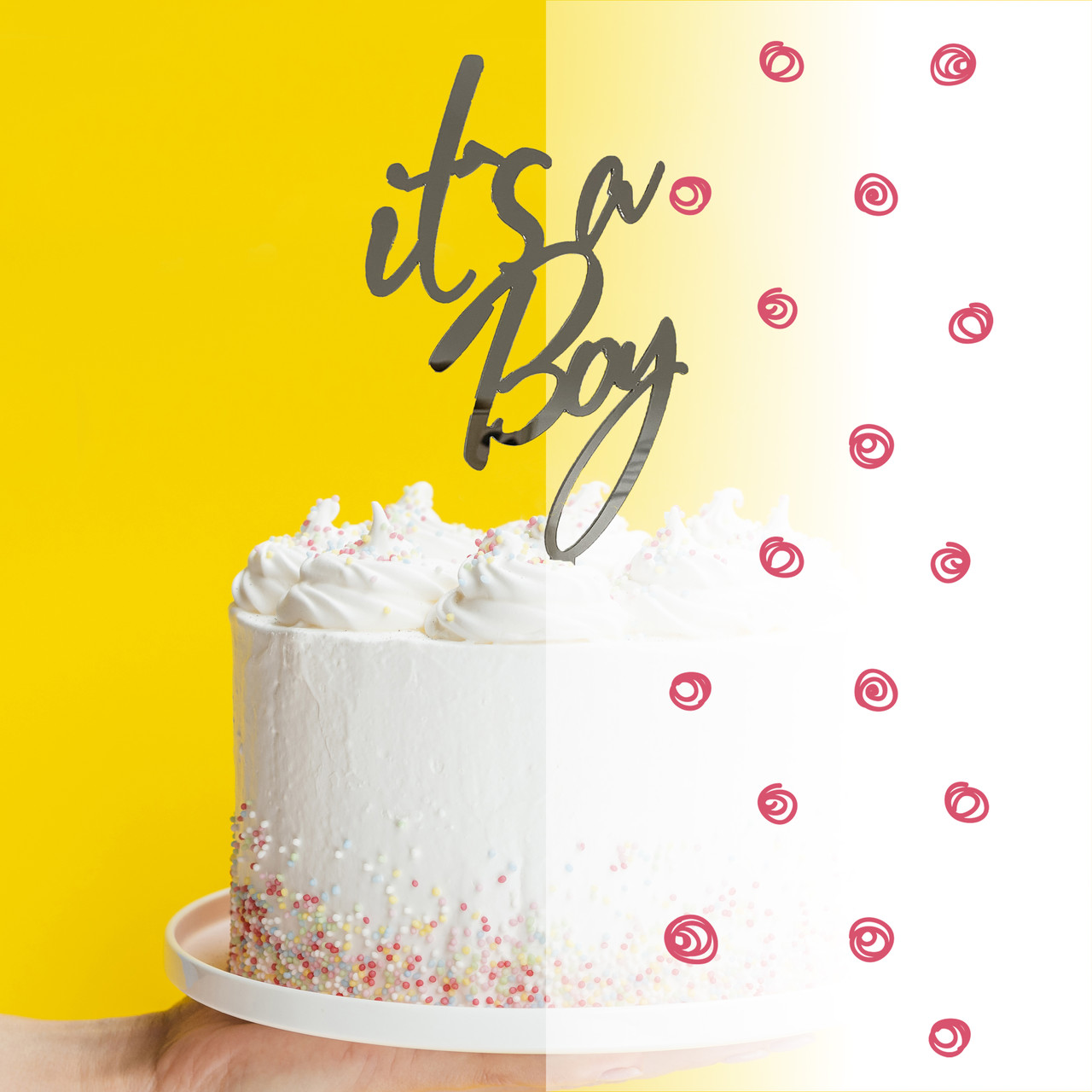 Топер фігурка на торт дзеркальний двосторонній Manific Decor "It`s a Boy"