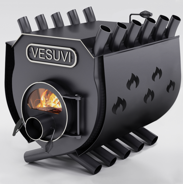 Піч опалювальна булер'ян «Vesuvi» з варильною поверхнею «03»+скло та захисний кожух (перфорація), фото 1