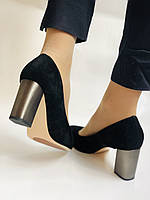 Жіночі модельні туфлі-човники високої якості. Натуральна замша. Колір чорний Рolann. Розмір 35 39 40, фото 8