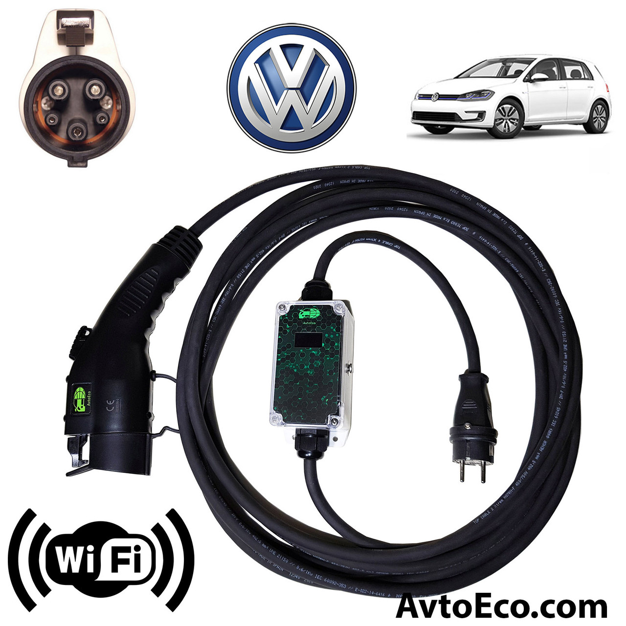 Зарядний пристрій для електромобіля Volkswagen e-GOLF AutoEco J1772-16A-Wi-Fi