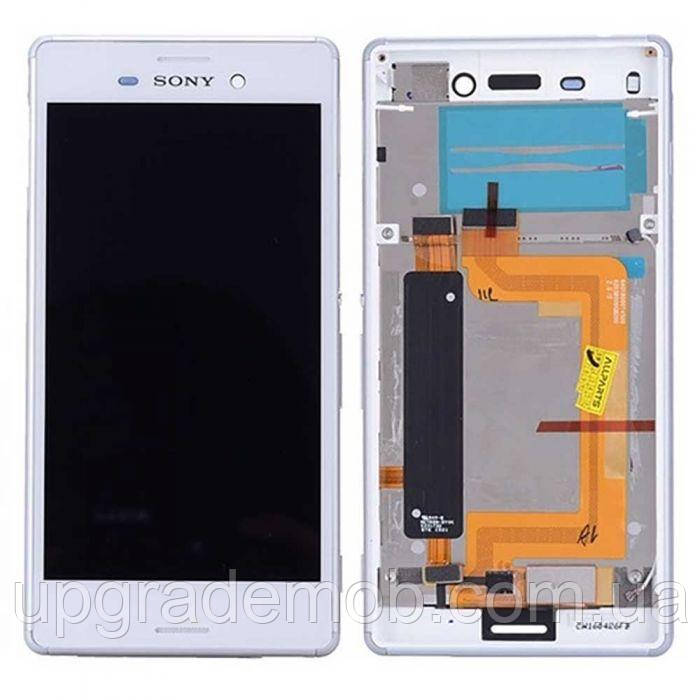 Дисплей модуль тачскрин Sony E2303 Xperia M4 Aqua /E2306 білий оригінал з рамкою