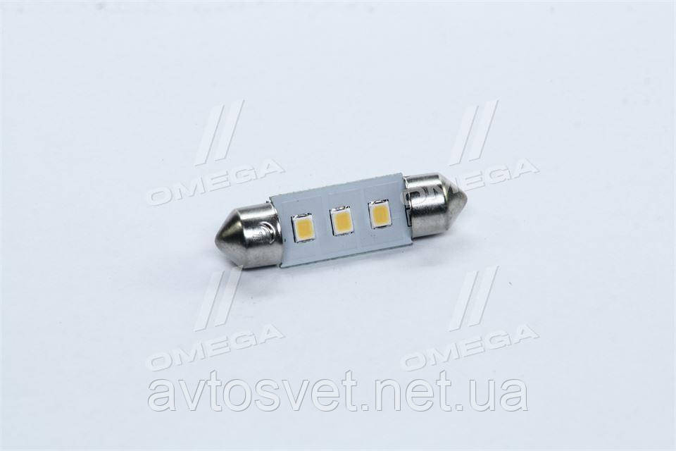 Лампа LED софитная C5W 12V Т11х36-S8.5 (3SMD,size 3528) WARM WHITE tmp-22T11-12V