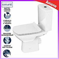 Унитаз напольный компакт с бачком Cersanit Carina Clean On 011 с сиденьем Slim микролифт