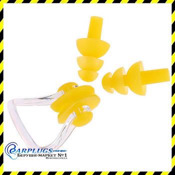 Беруші для плавання, купання з кліпсою Silenta Swim Light, ЖІЛТИЙ колір.