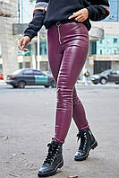 Стильні вузькі шкіряні штани–лосини 1233 (42–48р) в кольорах, фото 5