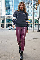 Стильні вузькі шкіряні штани–лосини 1233 (42–48р) в кольорах, фото 4