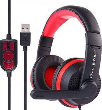 Игровые наушники OVLENG GT91 USB Black&Red