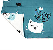 Постільна білизна Королева Ночі (Ранфорс) | Євро комплект | 50х70 | Коти на бірюзовому, фото 4