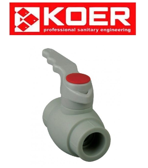Кран кульовий (ручка) для гарячої води d32 KOER PPR K0177.PRO