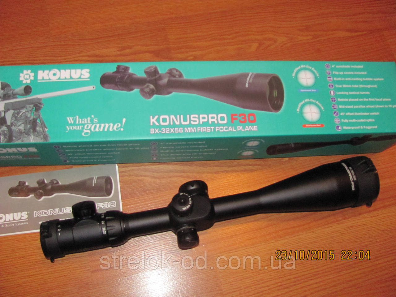 Оптичний приціл KONUS KONUSPRO F-30 8-32x56 MIL-DOT IR FFP, фото 1
